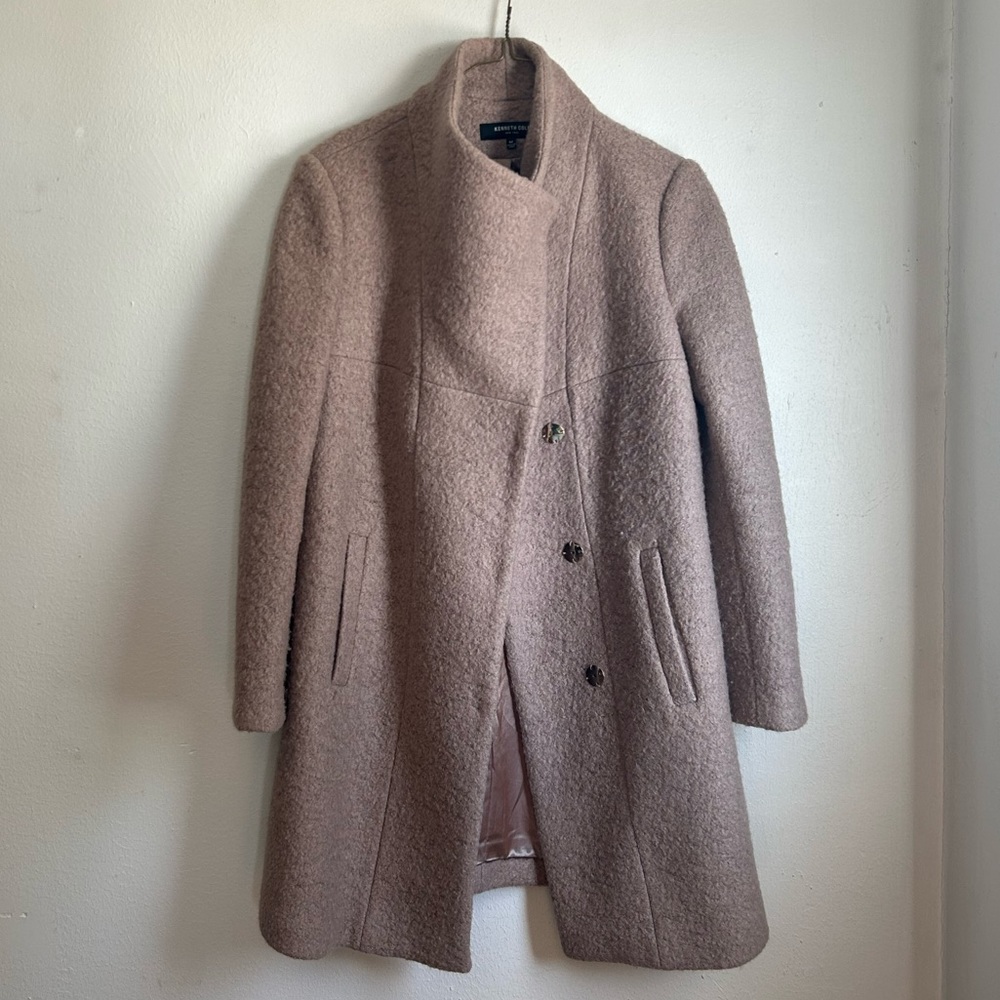 Kenneth Cole Long Pea Coat Cowl Neck Mauve